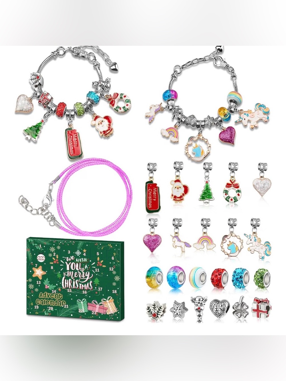 Christmas Advent Calendar Charm Bracelet Jewelry Making Kit